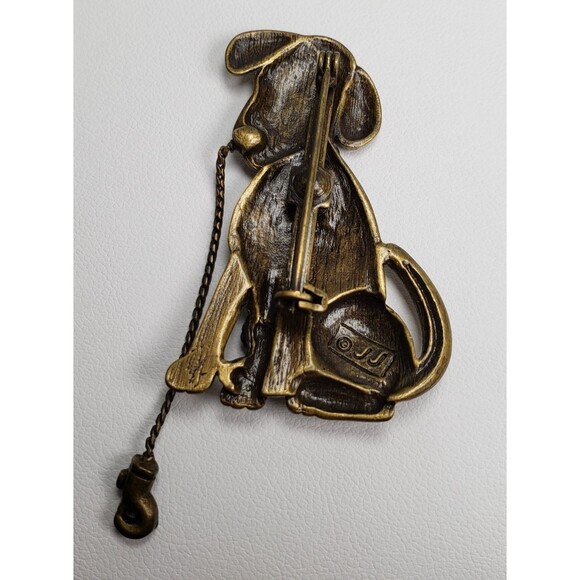 Vintage 1986 JJ Jonette Gold Tone Dog With Leash Brooch - Picture 10 of 13